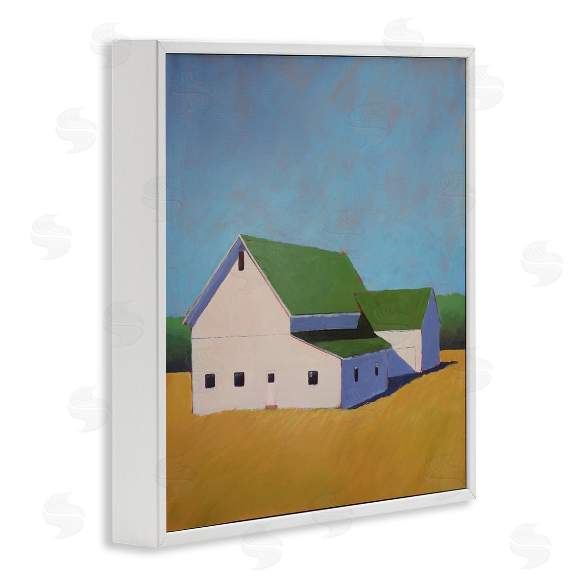 Carol Young Country Barn Landscape White Framed Giclee Wall Artside_
