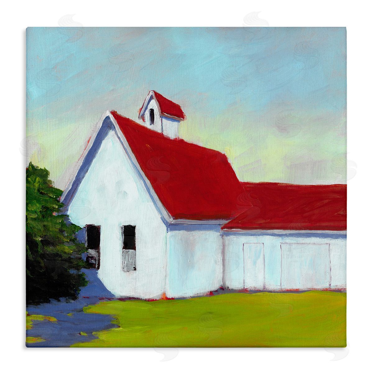 Carol Young Red & White Farm Cottage Canvas Wall Art