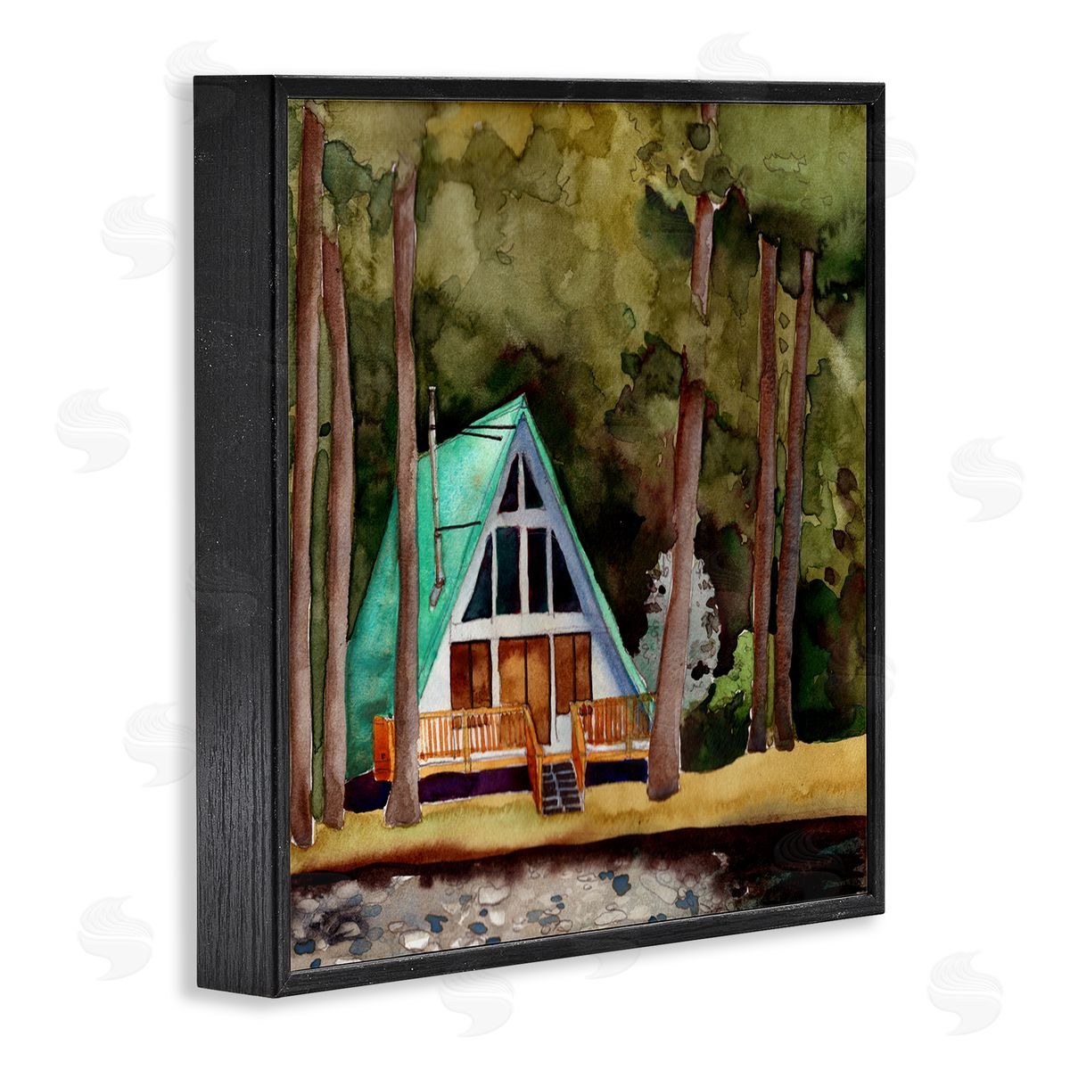Paul McCreery Woodland Cabin Landscape Black Framed Giclee Wall Artside_