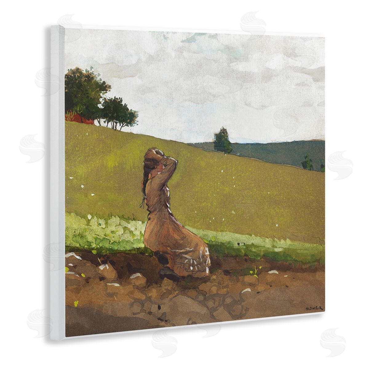 Winslow Homer Girl in Field Landscape Wall Plaque Artside_