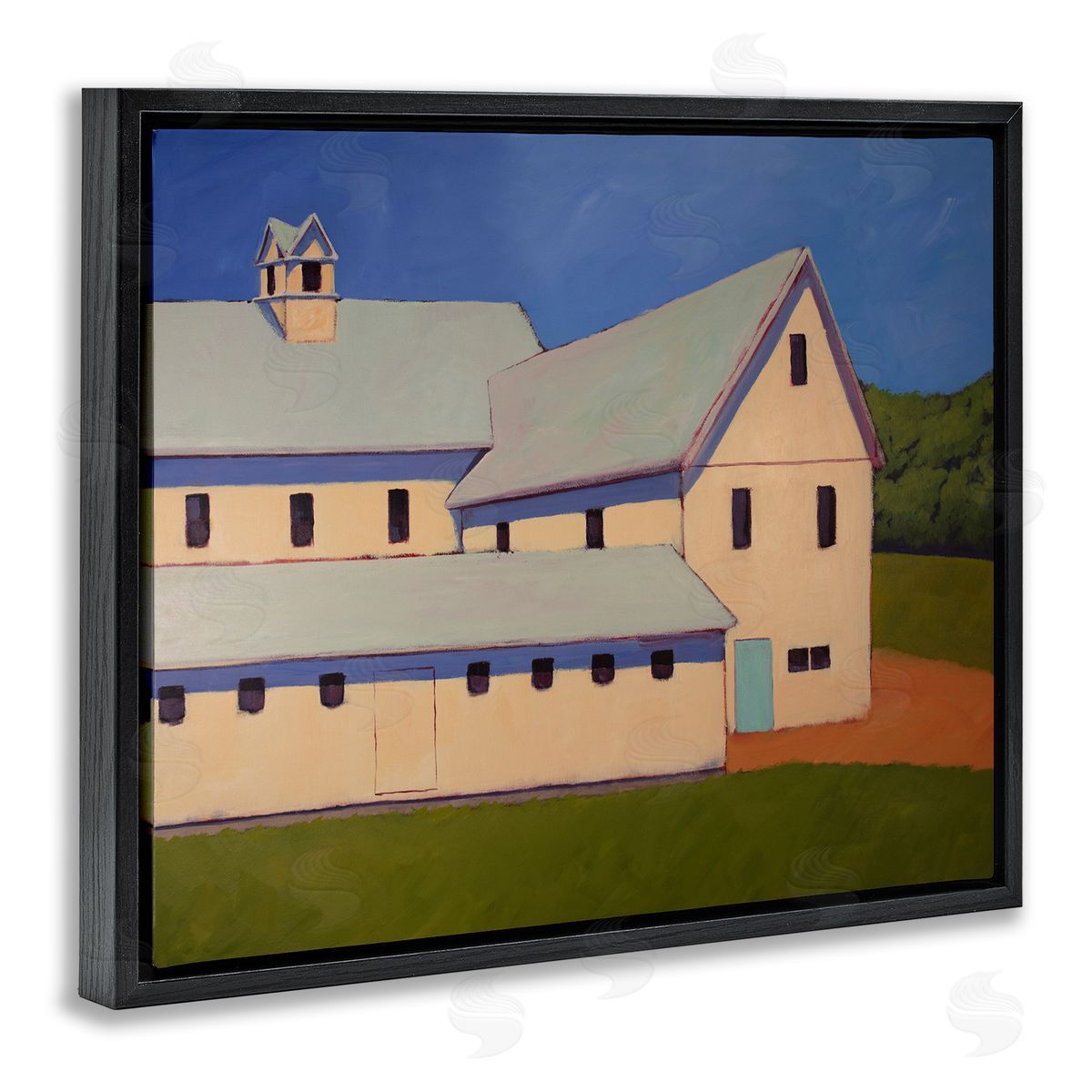 Carol Young Country Building Painting Black Floater Frame Canvas Artside_