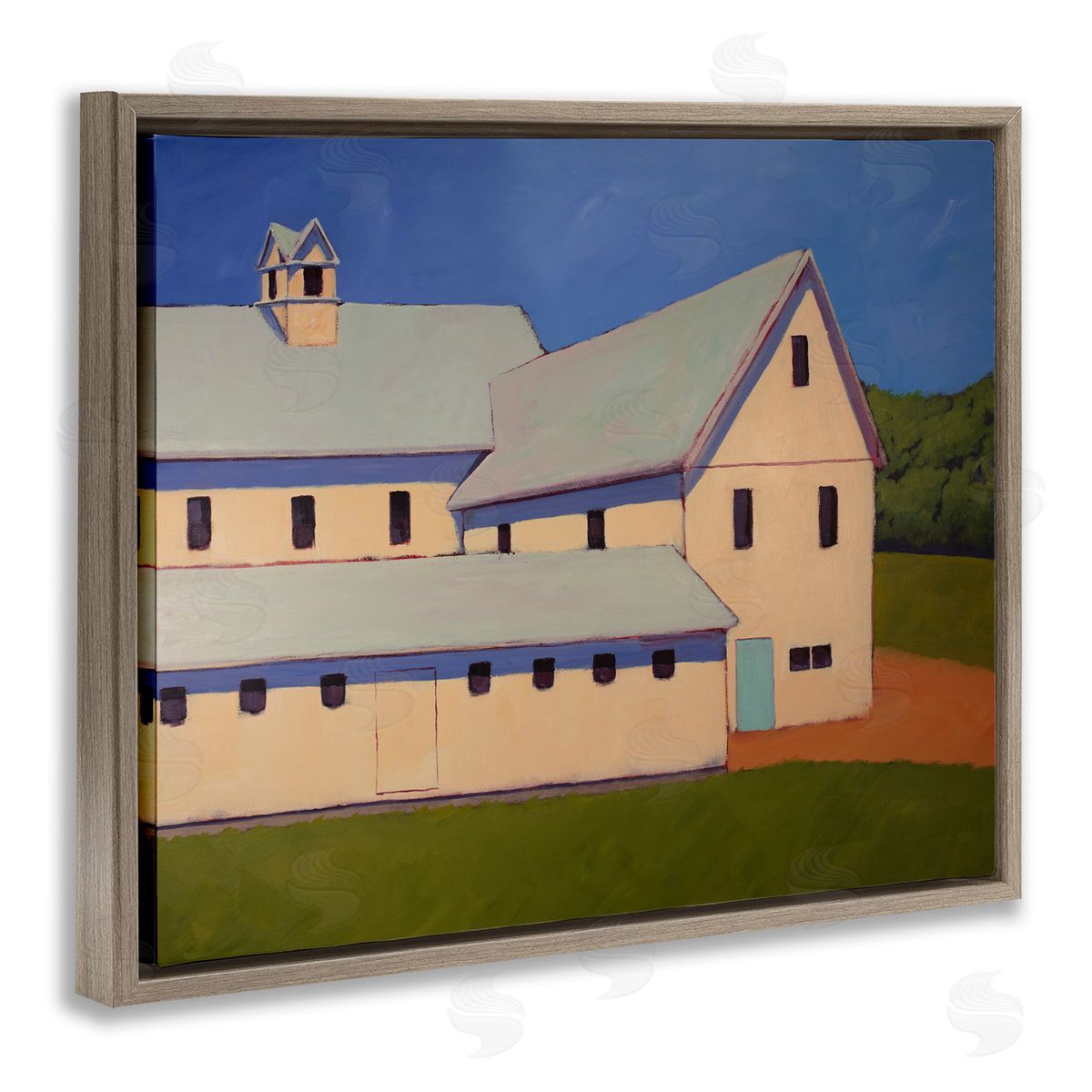 Carol Young Country Building Painting Brown Floater Frame Canvas Artside_