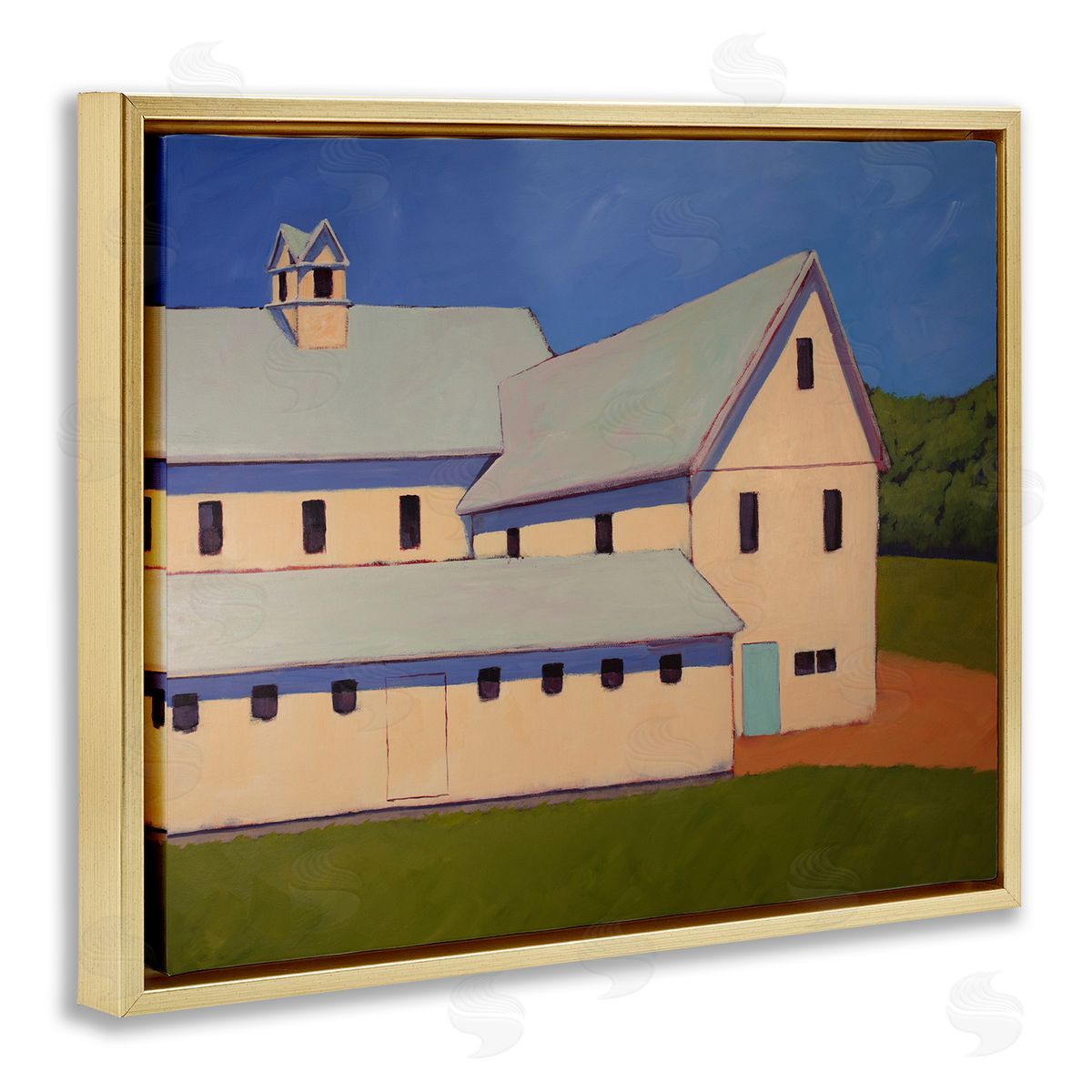 Carol Young Country Building Painting Gold Floater Frame Canvas Artside_