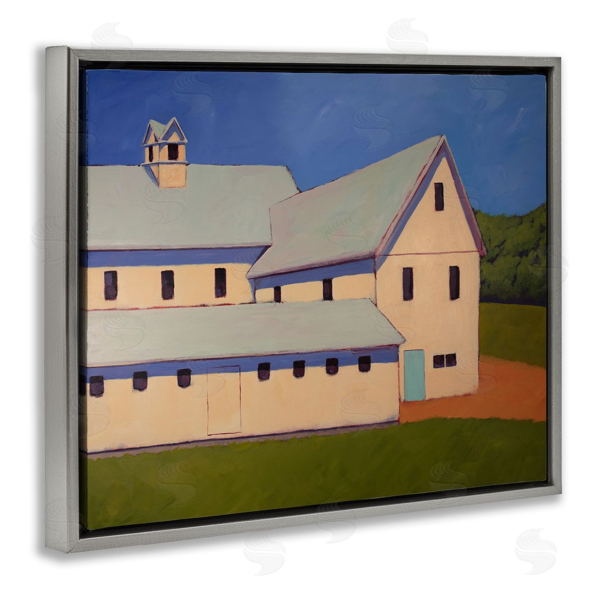 Carol Young Country Building Painting Gray Floater Frame Canvas Artside_