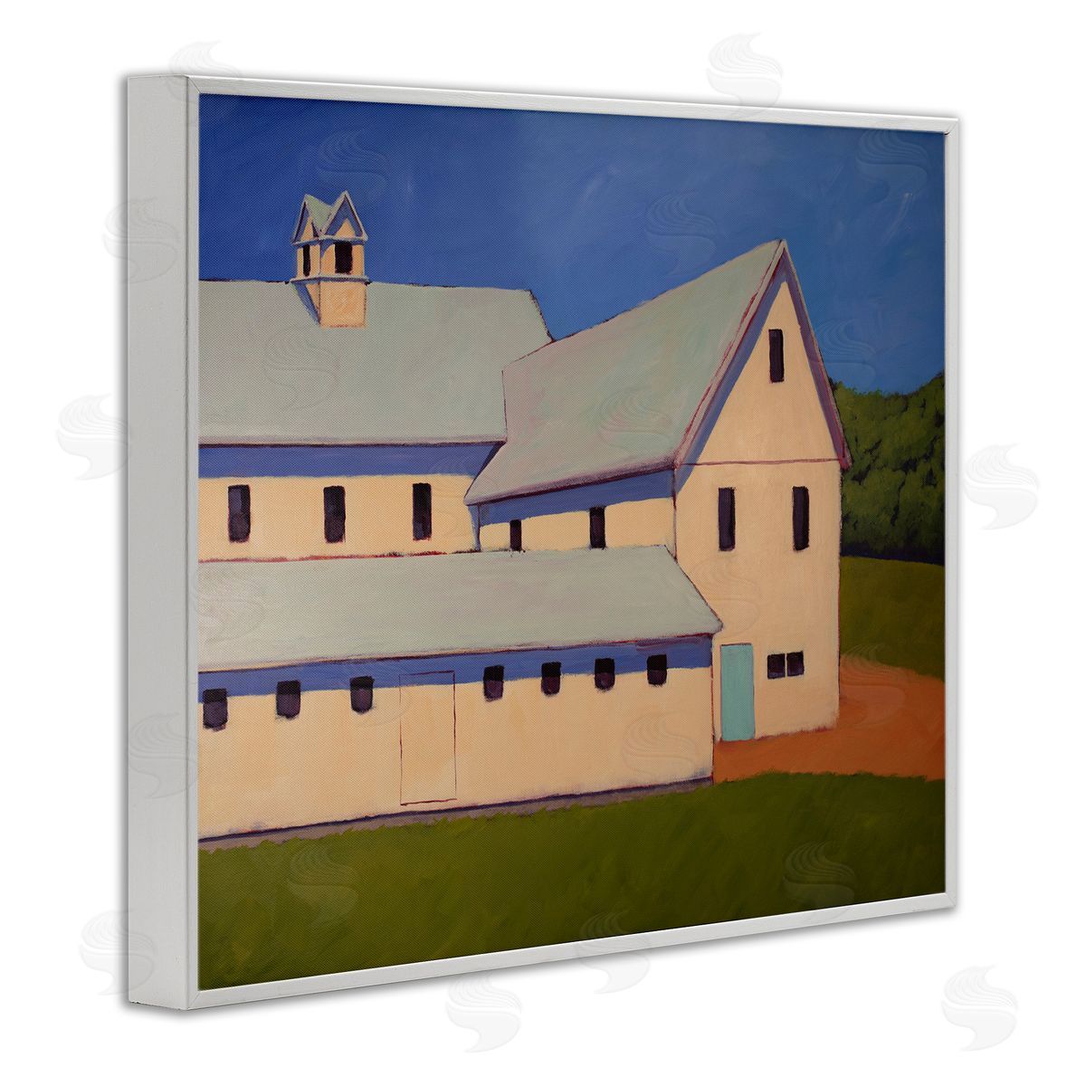 Carol Young Country Building Painting White Framed Giclee Wall Artside_