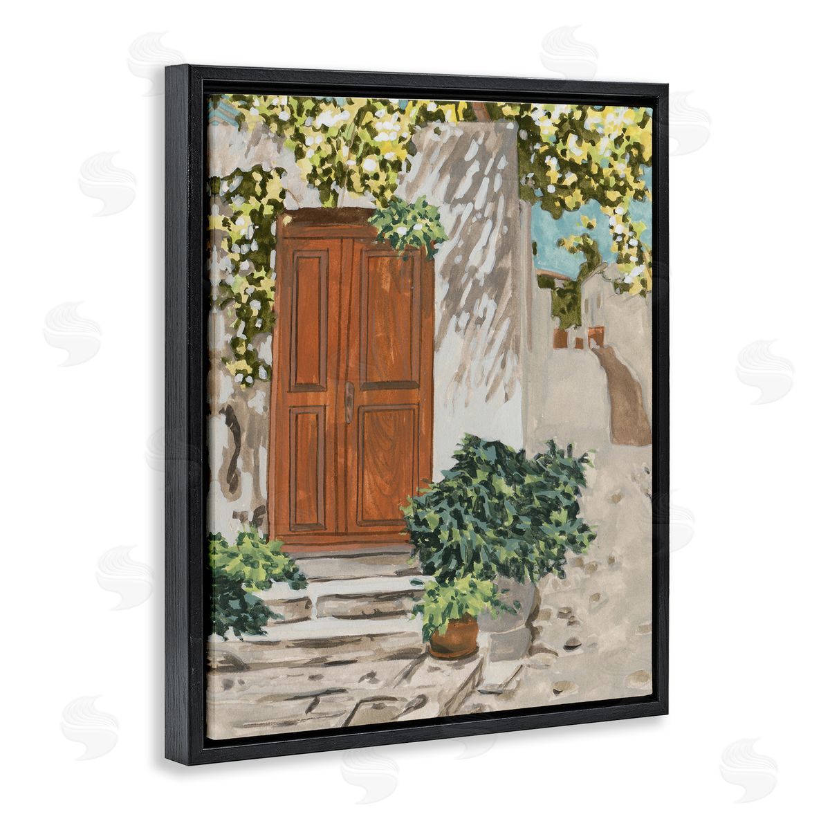Melissa Wang Cottage Doorway Botanicals Black Floater Frame Canvas Artside_