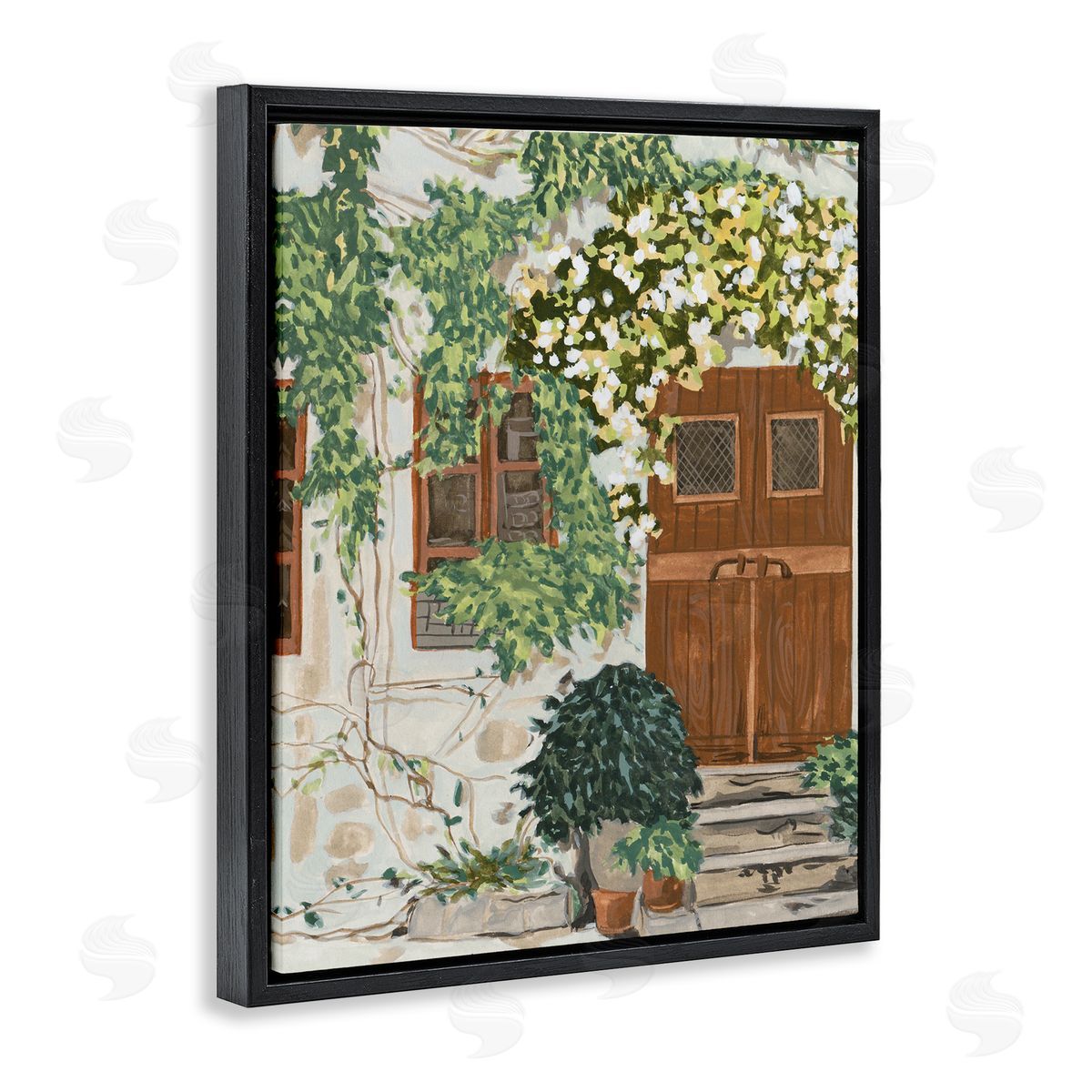 Melissa Wang Cottage Ivy & Plants Black Floater Frame Canvas Artside_