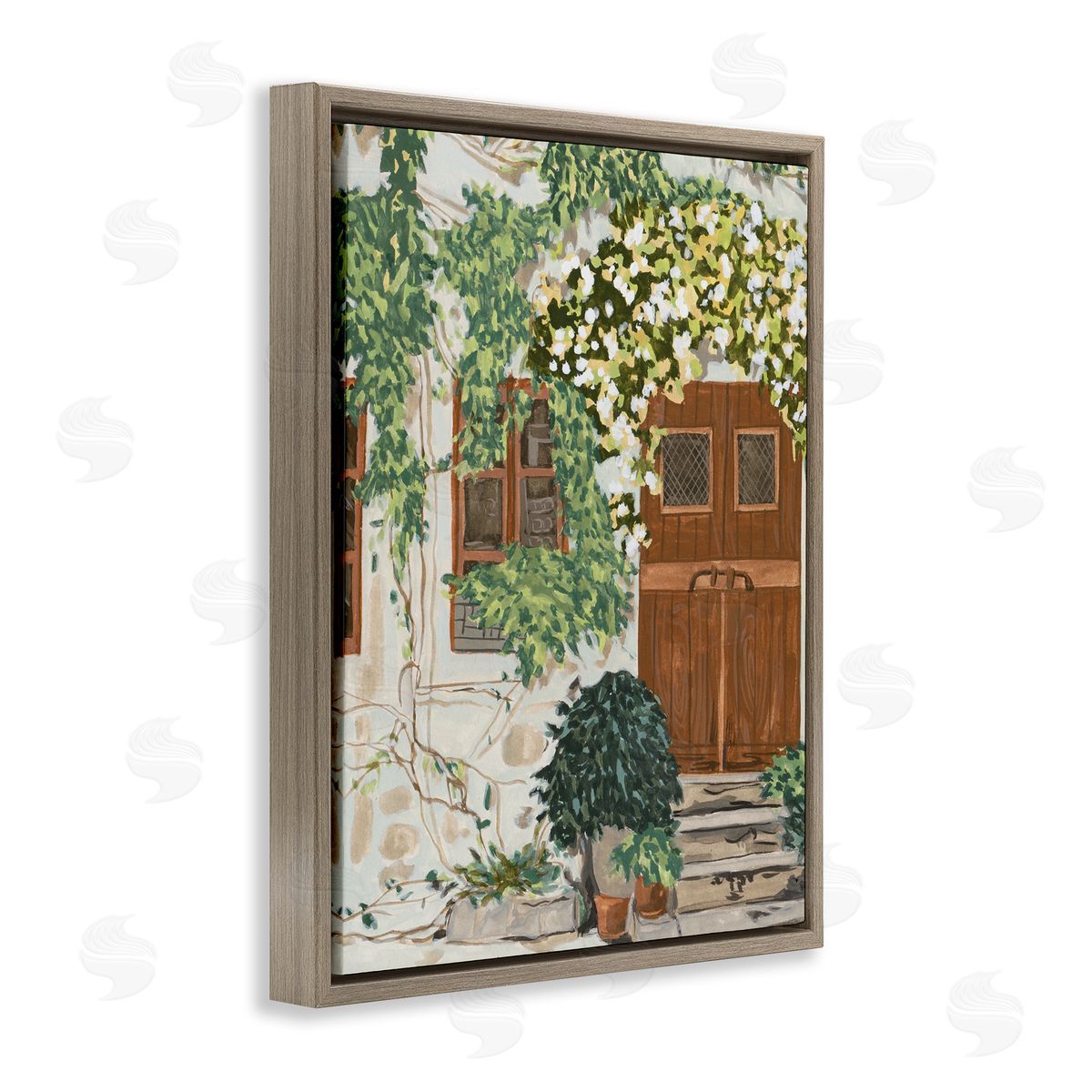 Melissa Wang Cottage Ivy & Plants Brown Floater Frame Canvas Artside_