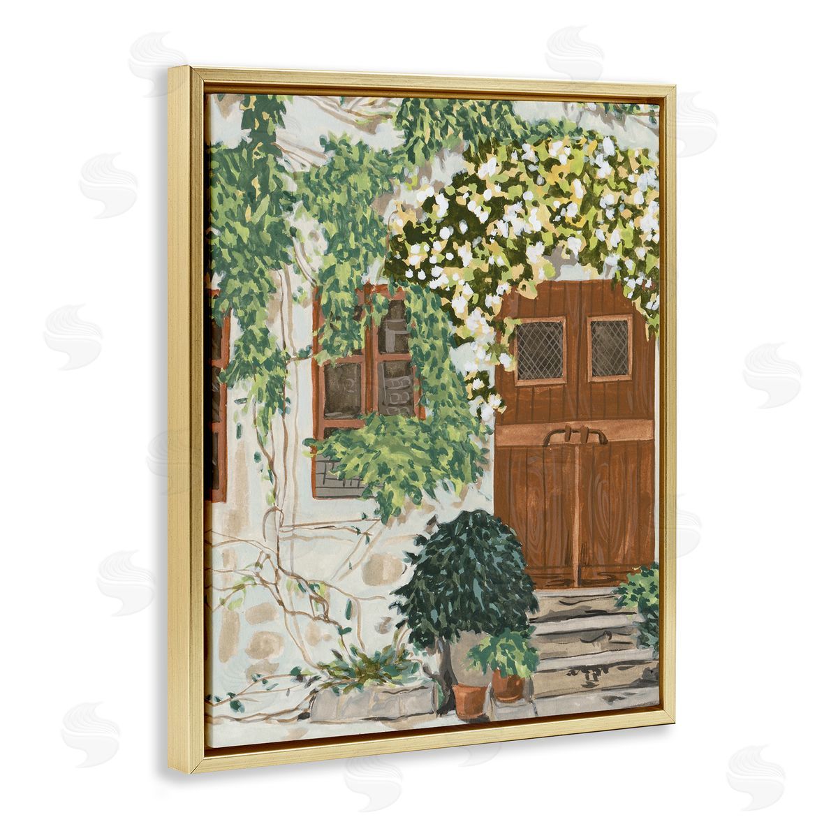 Melissa Wang Cottage Ivy & Plants Gold Floater Frame Canvas Artside_
