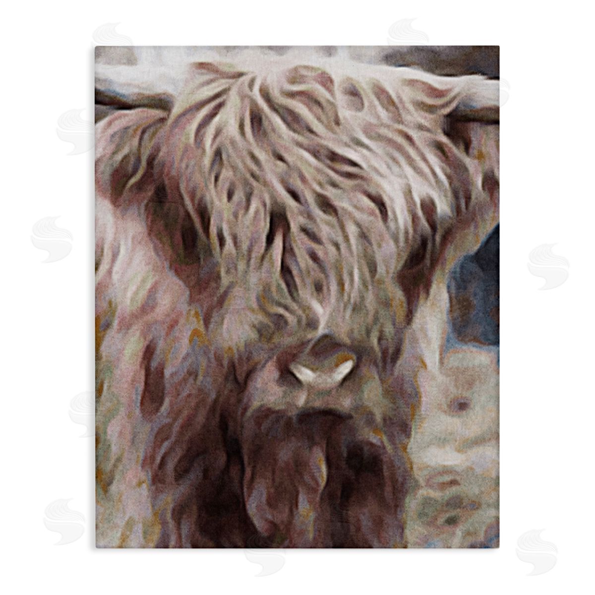 Denise Brown Cattle Abstract Portrait Canvas Wall Art