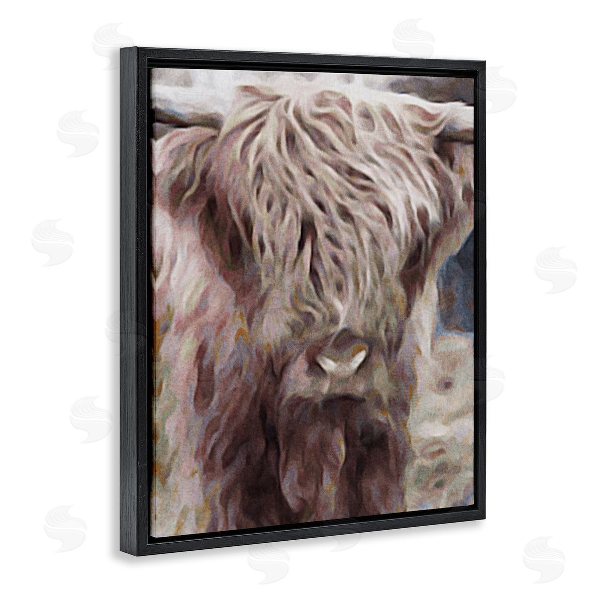 Denise Brown Cattle Abstract Portrait Black Floater Frame Canvas Artside_