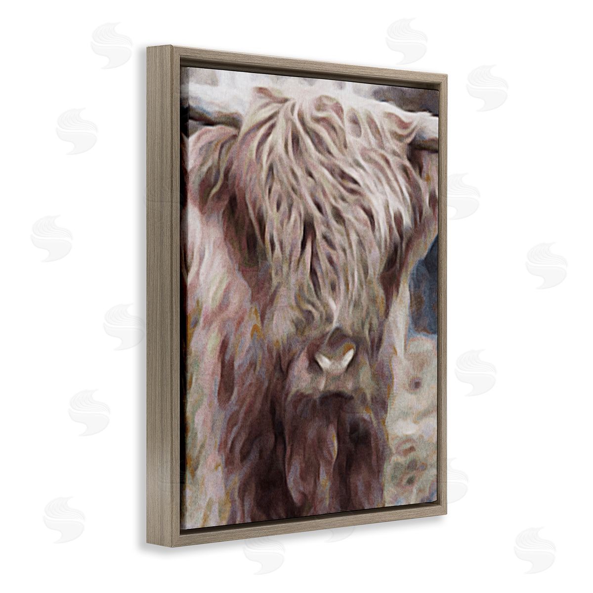 Denise Brown Cattle Abstract Portrait Brown Floater Frame Canvas Artside_
