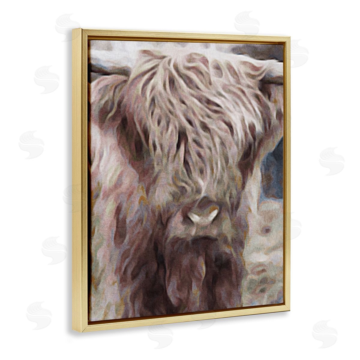 Denise Brown Cattle Abstract Portrait Gold Floater Frame Canvas Artside_