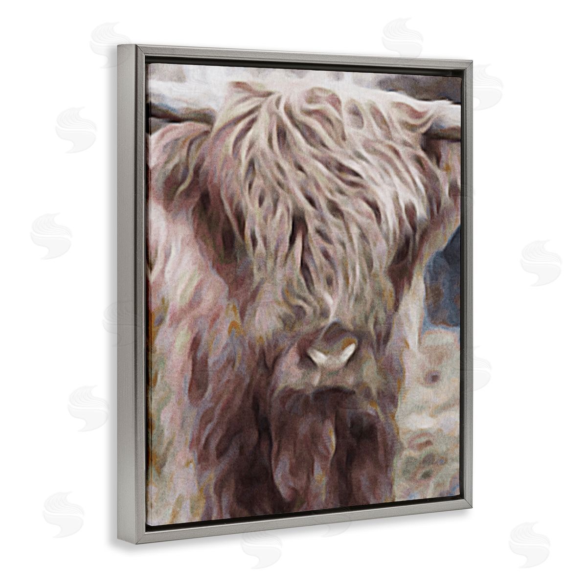 Denise Brown Cattle Abstract Portrait Gray Floater Frame Canvas Artside_
