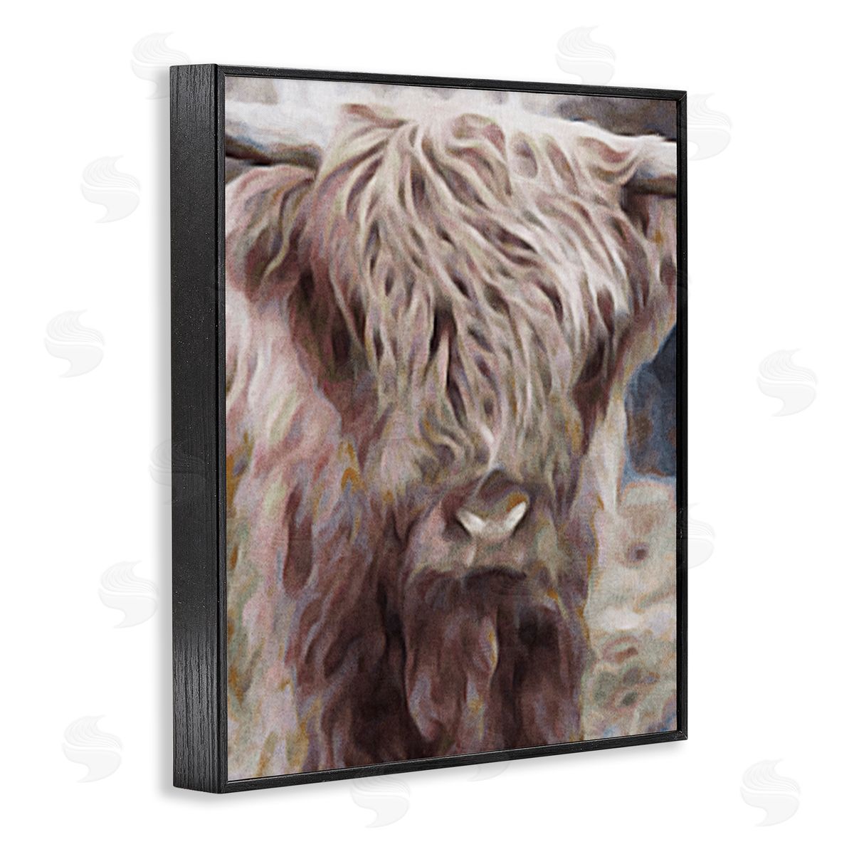 Denise Brown Cattle Abstract Portrait Black Framed Giclee Wall Artside_
