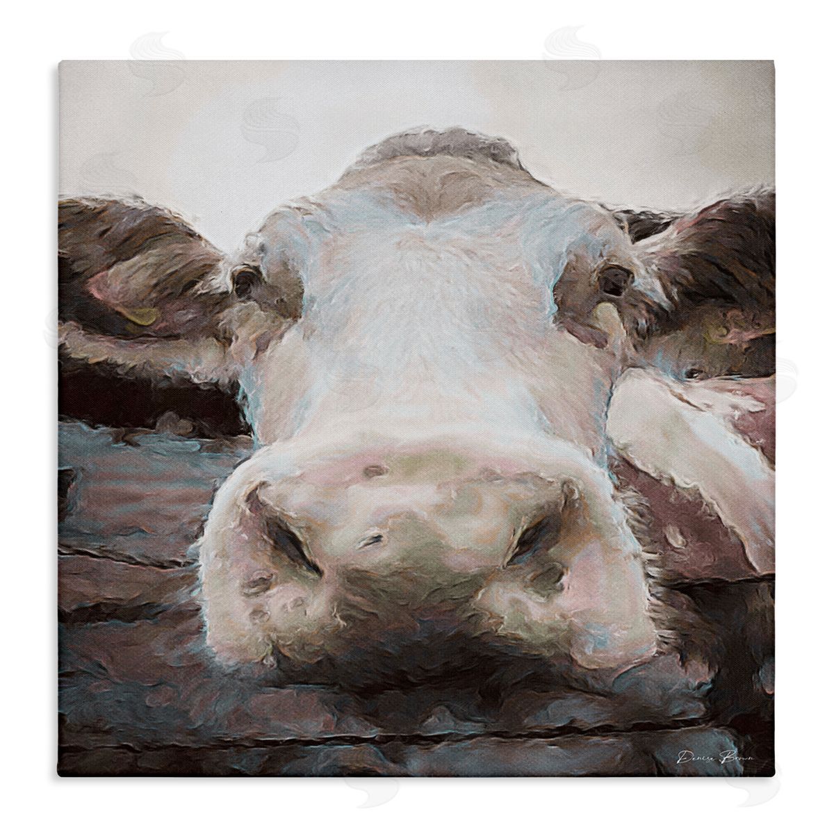 Denise Brown Farm Cow Abstraction Canvas Wall Art