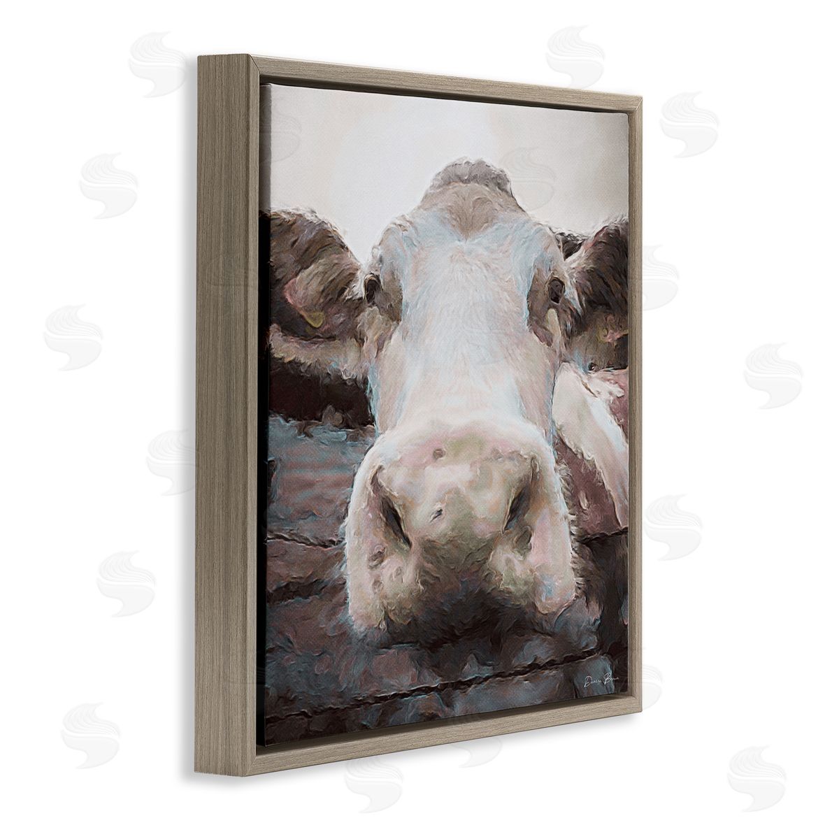 Denise Brown Farm Cow Abstraction Brown Floater Frame Canvas Artside_