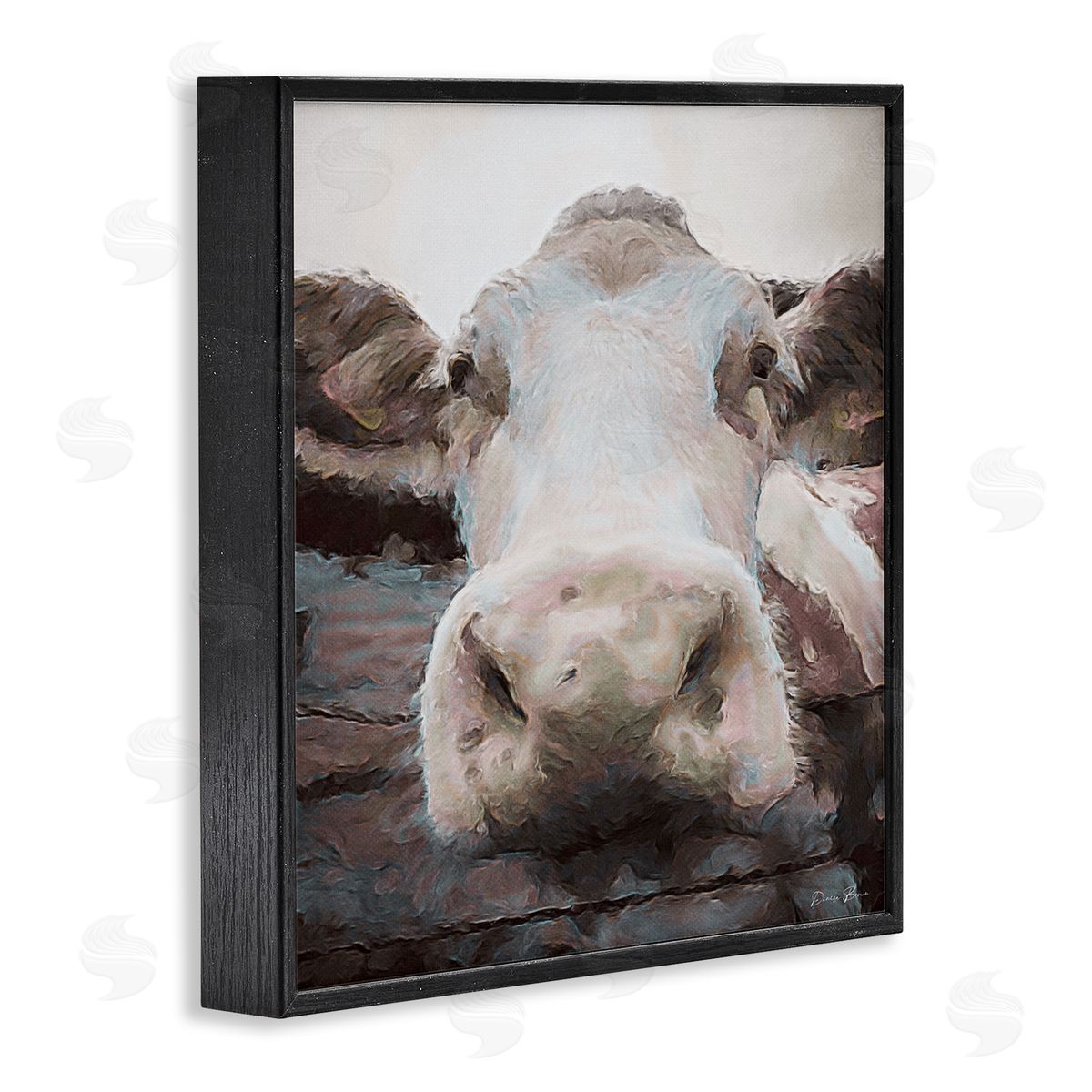 Denise Brown Farm Cow Abstraction Black Framed Giclee Wall Artside_