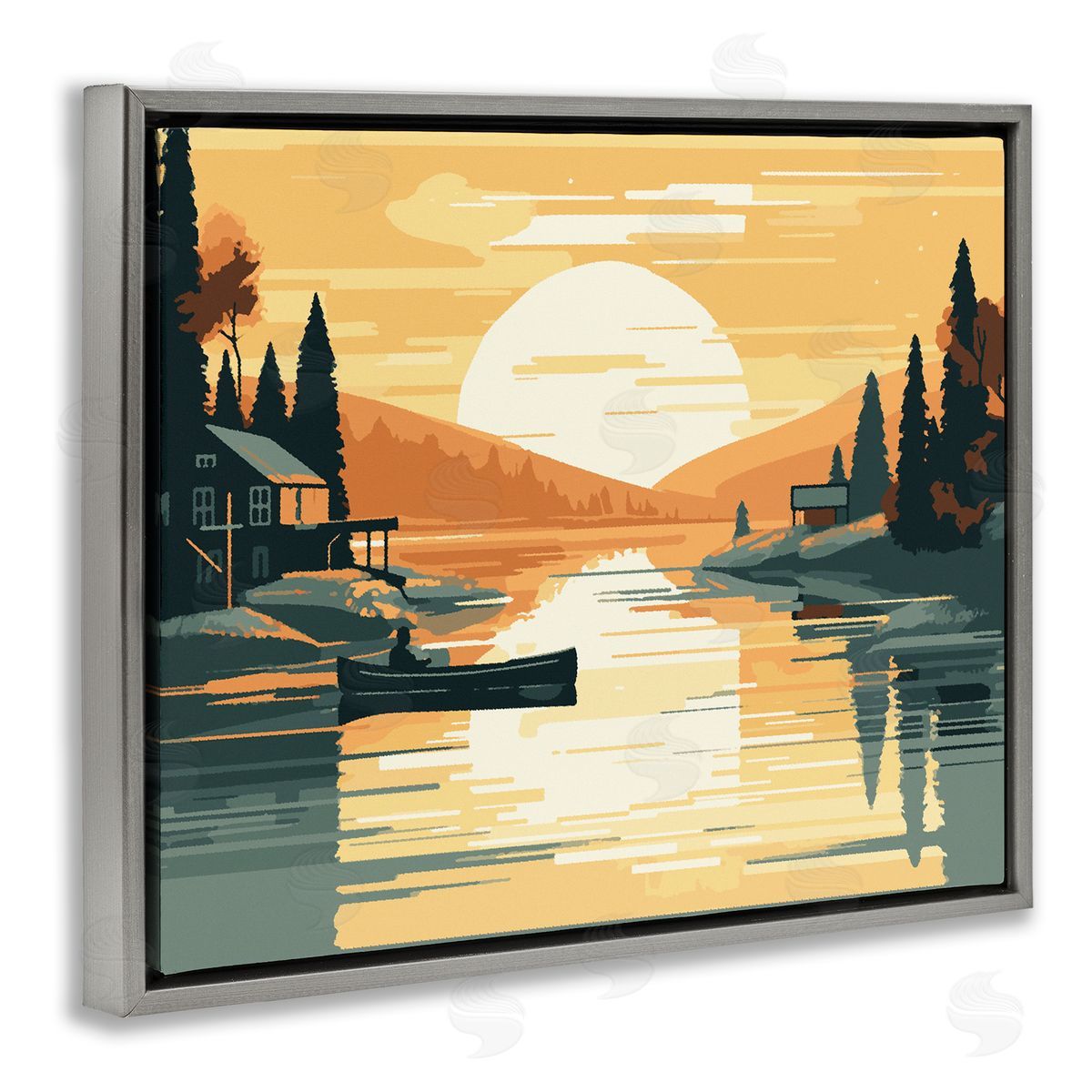 Ziwei Li Sunrise Lake Scenery Gray Floater Frame Canvas Artside_