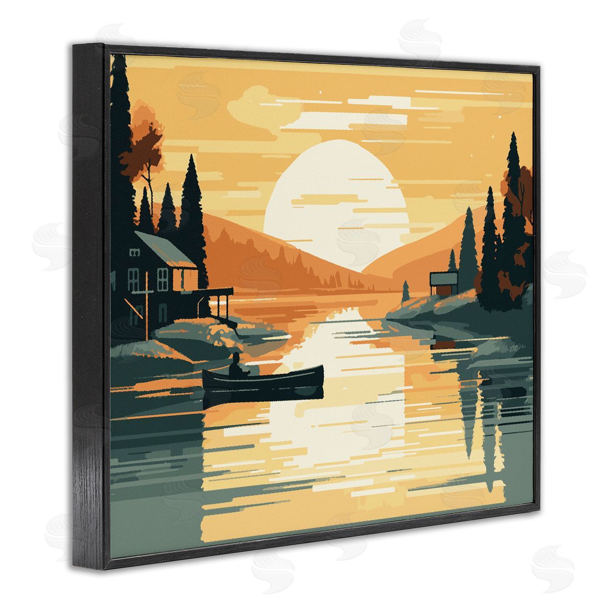 Ziwei Li Sunrise Lake Scenery Black Framed Giclee Wall Artside_