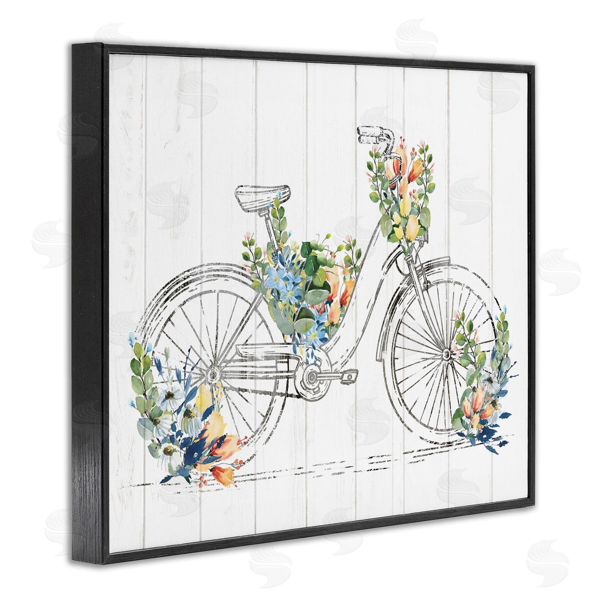 Kim Allen Floral Country Bicycle Black Framed Giclee Wall Artside_