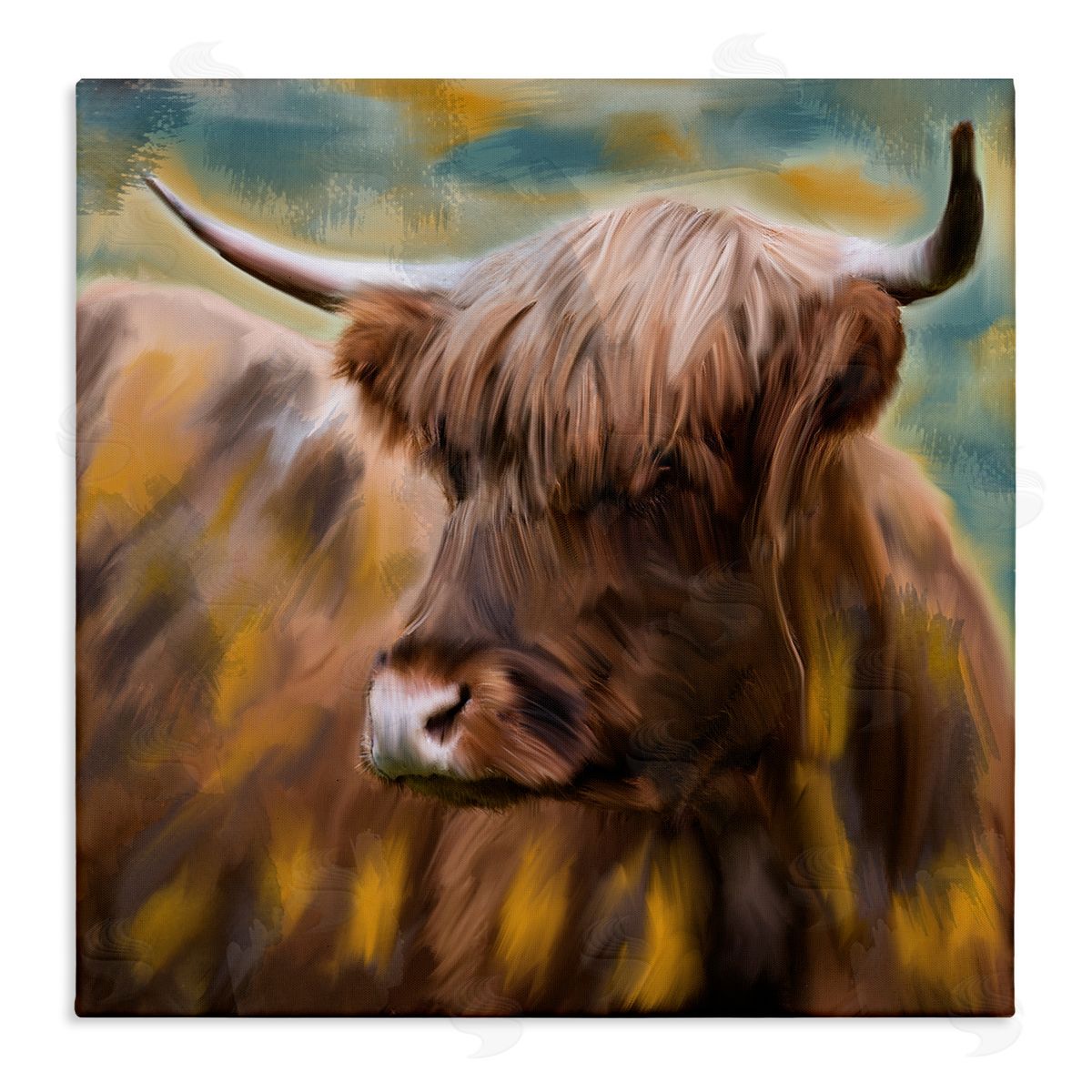Kim Allen Brown Highland Cow Canvas Wall Art