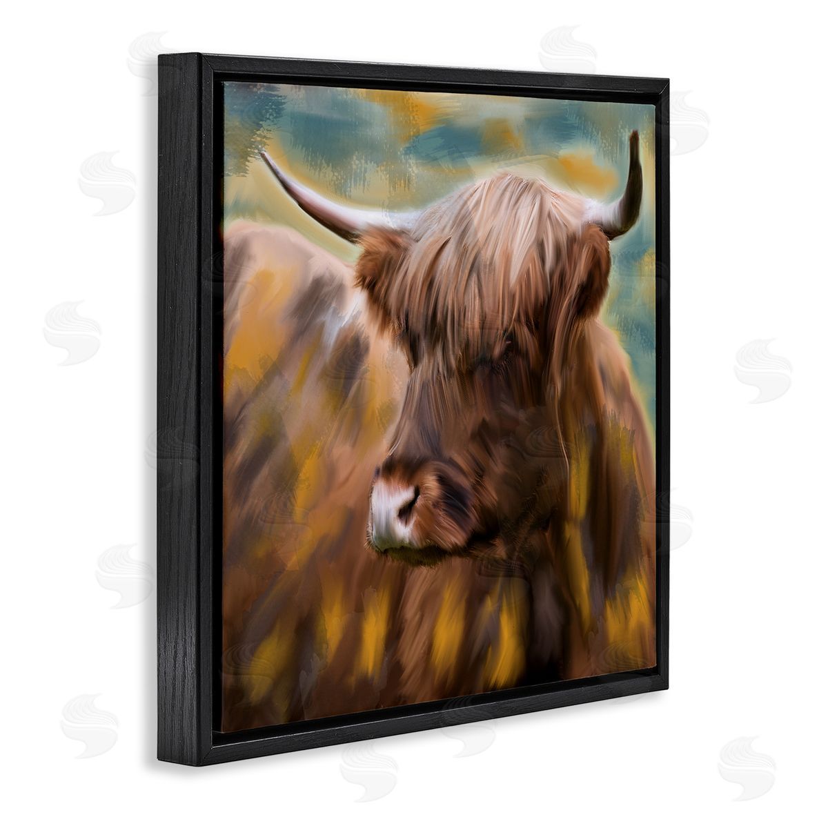 Kim Allen Brown Highland Cow Black Floater Frame Canvas Artside_