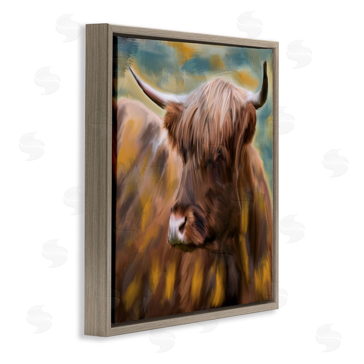 Kim Allen Brown Highland Cow Brown Floater Frame Canvas Artside_