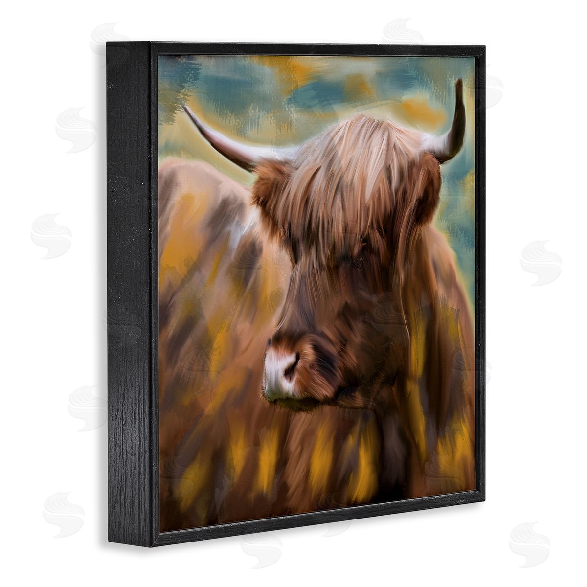 Kim Allen Brown Highland Cow Black Framed Giclee Wall Artside_
