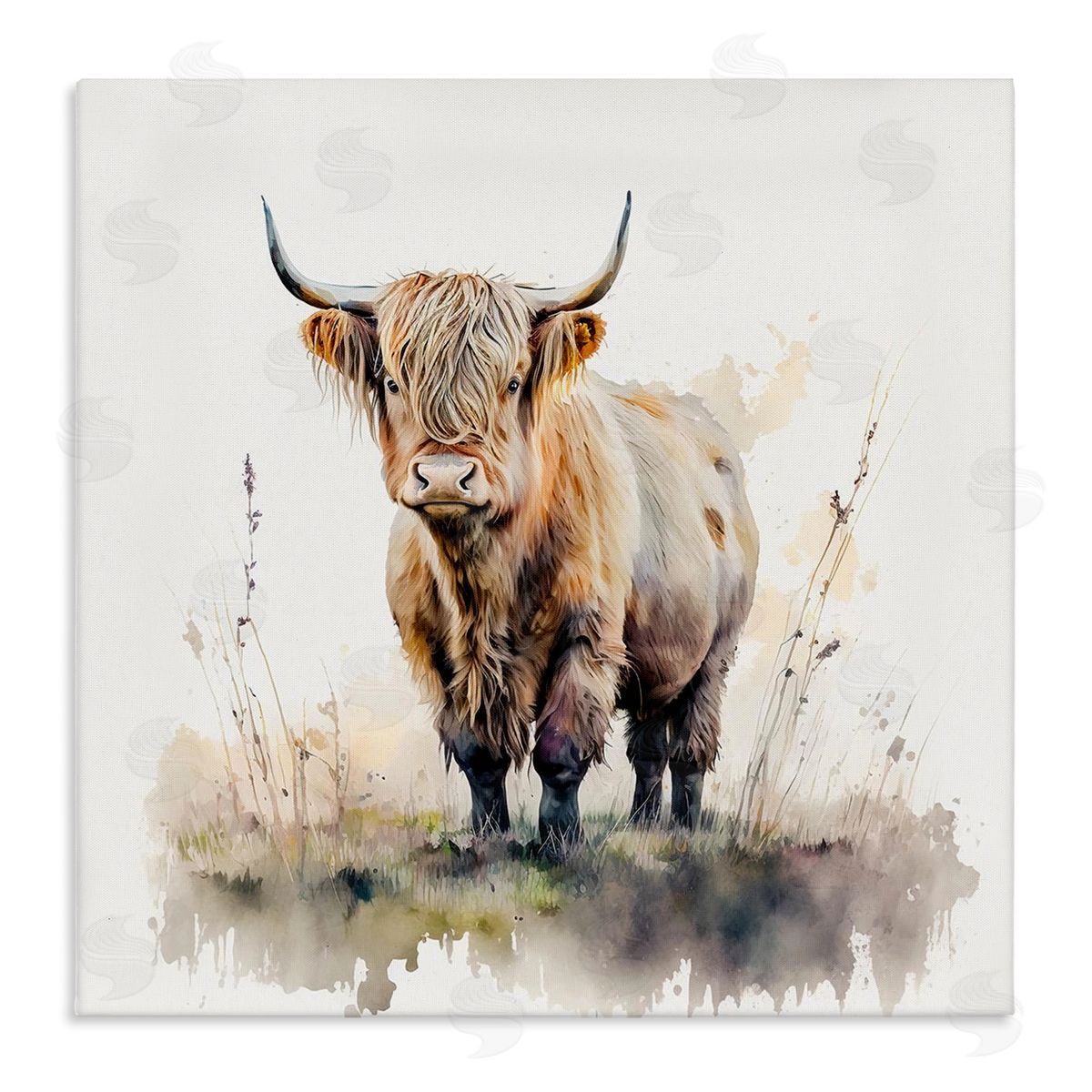 LSR Design Studio Cattle & Modern Sprouts Canvas Wall Art