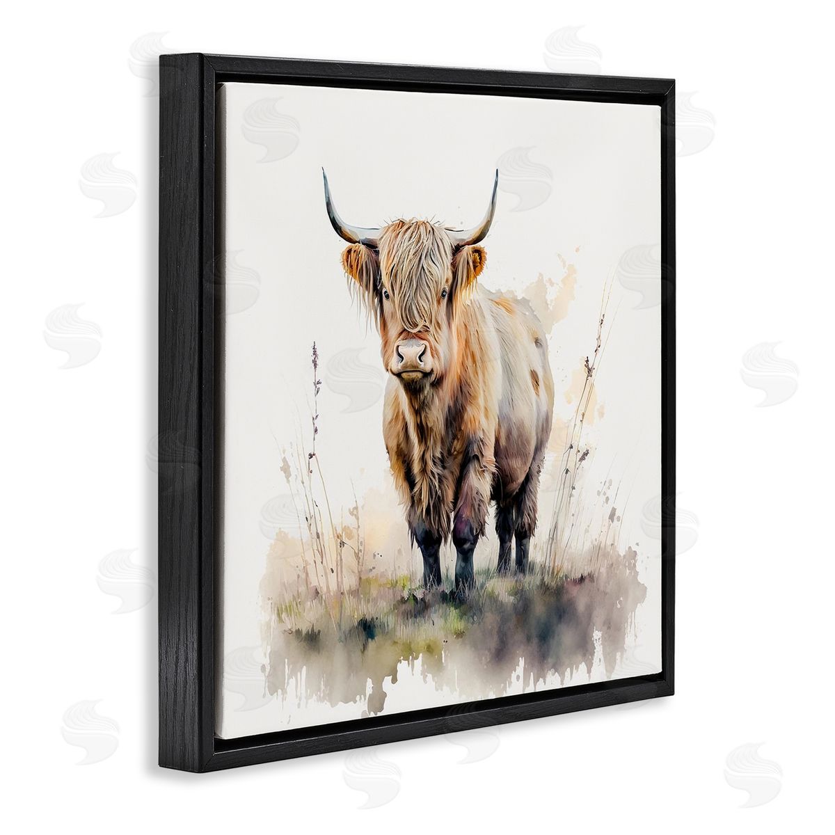 LSR Design Studio Cattle & Modern Sprouts Black Floater Frame Canvas Artside_