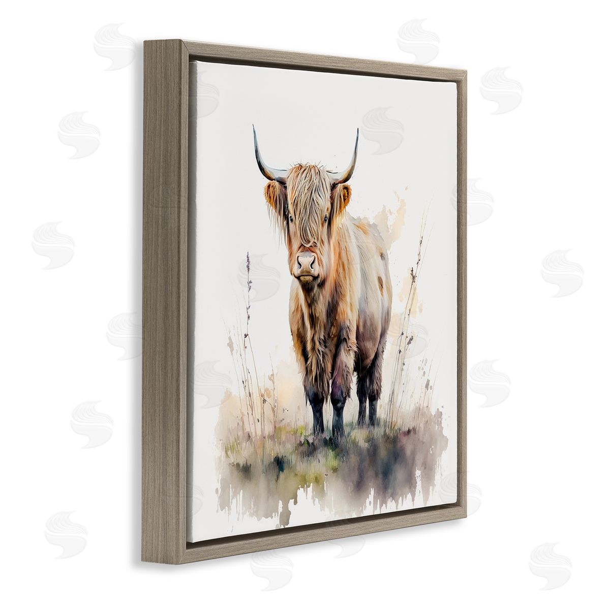 LSR Design Studio Cattle & Modern Sprouts Brown Floater Frame Canvas Artside_