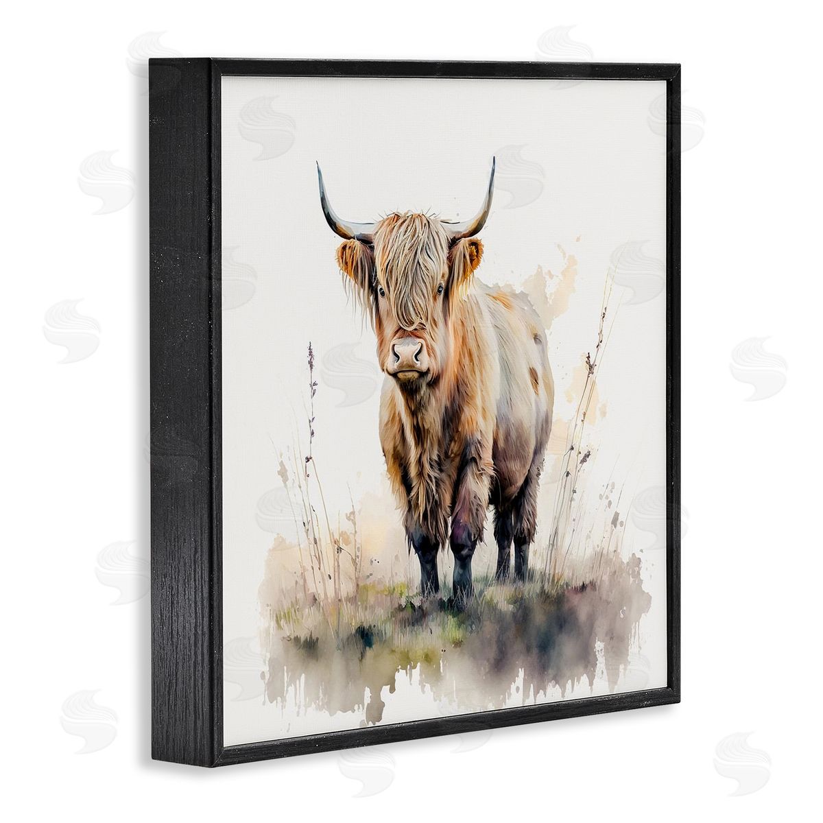 LSR Design Studio Cattle & Modern Sprouts Black Framed Giclee Wall Artside_