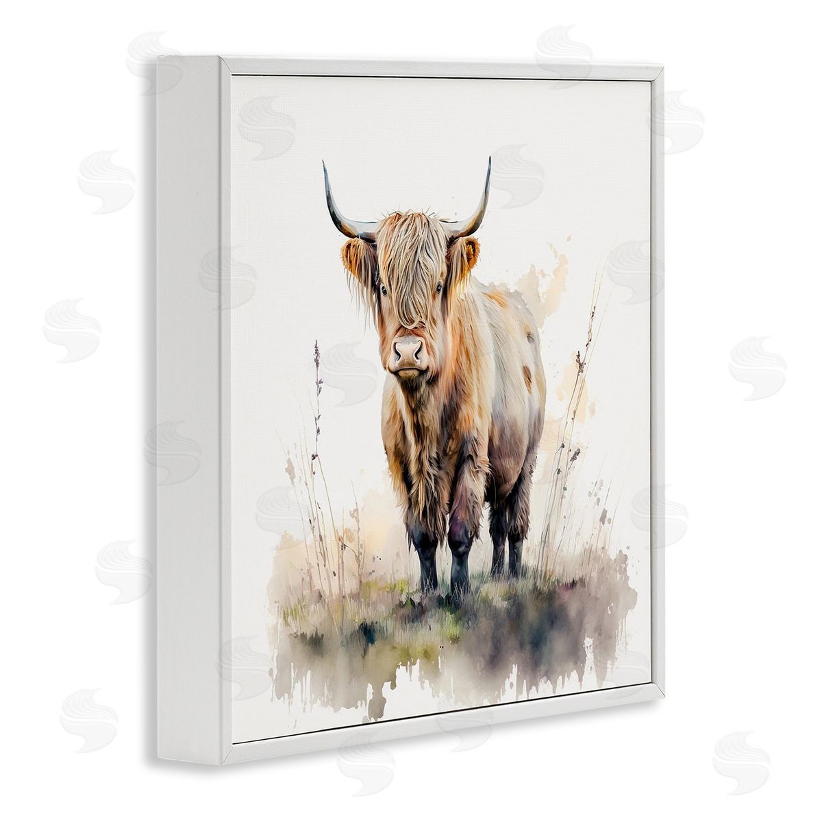 LSR Design Studio Cattle & Modern Sprouts White Framed Giclee Wall Artside_
