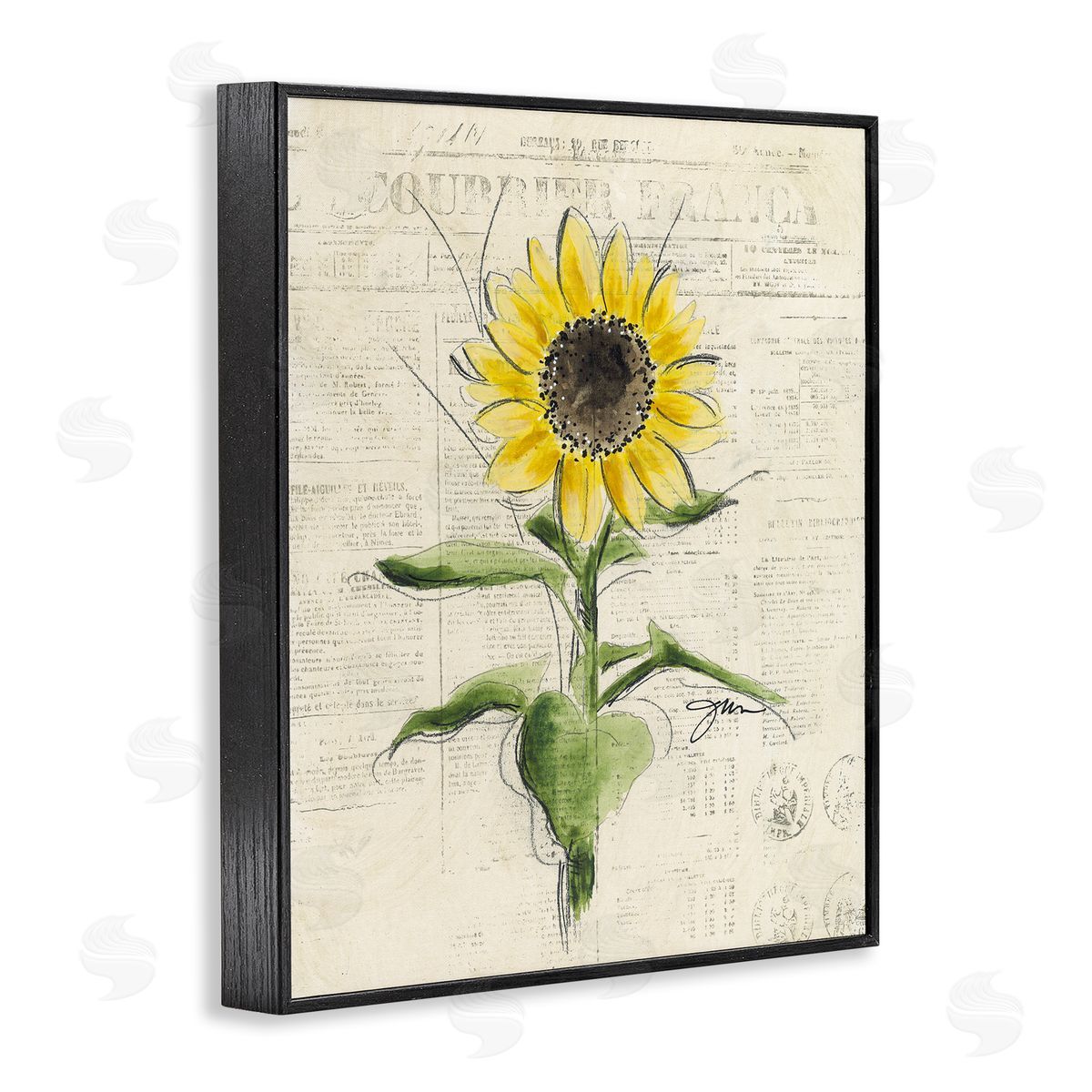 Julie Norkus Vintage Sunflower Painting Black Framed Giclee Wall Artside_