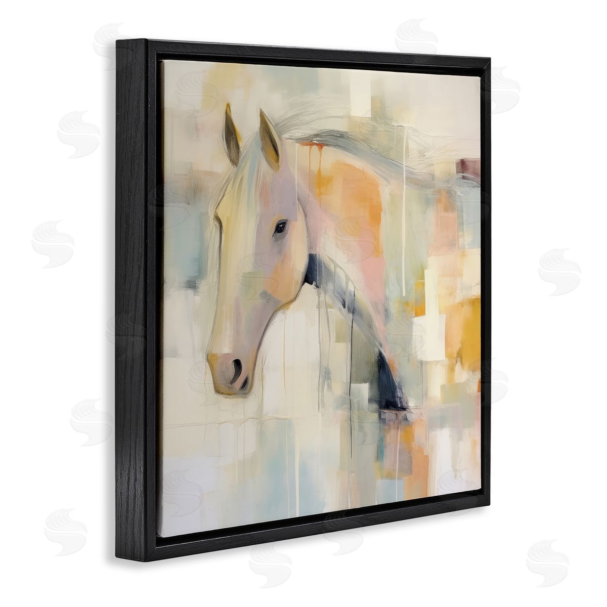 Irena Orlov Soft Abstract Horse Black Floater Frame Canvas Artside_