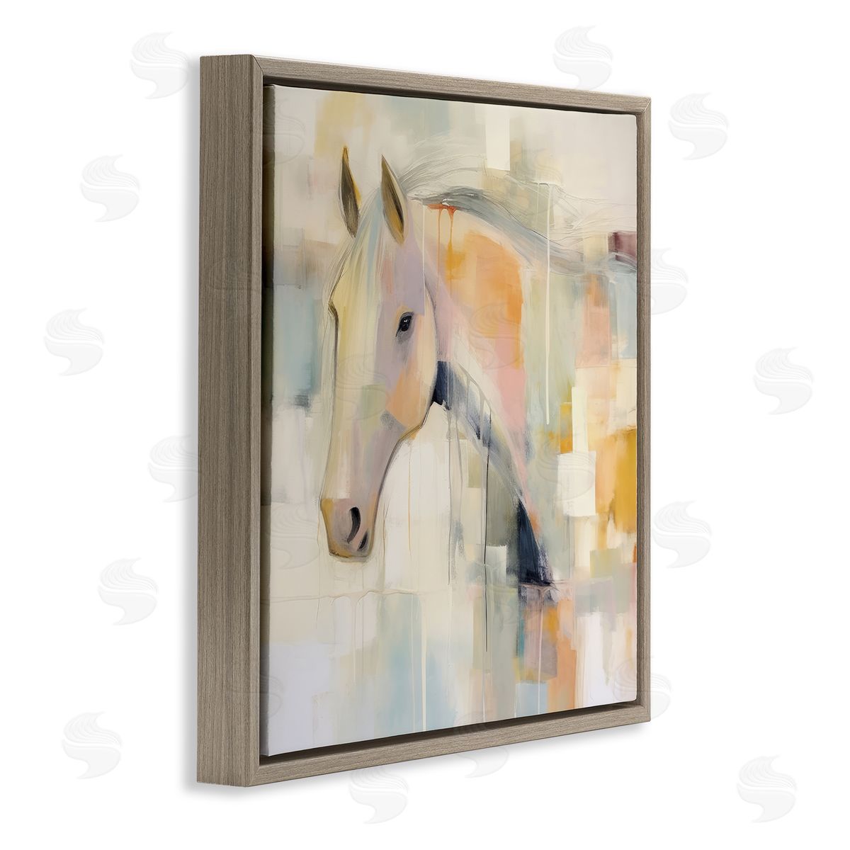 Irena Orlov Soft Abstract Horse Brown Floater Frame Canvas Artside_