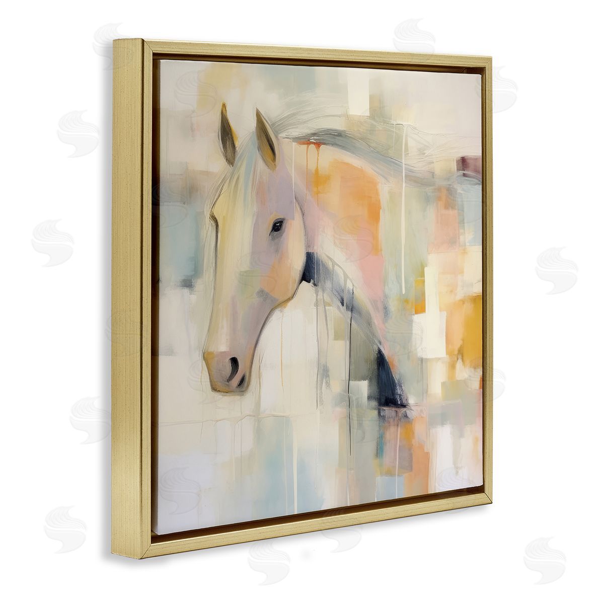 Irena Orlov Soft Abstract Horse Gold Floater Frame Canvas Artside_