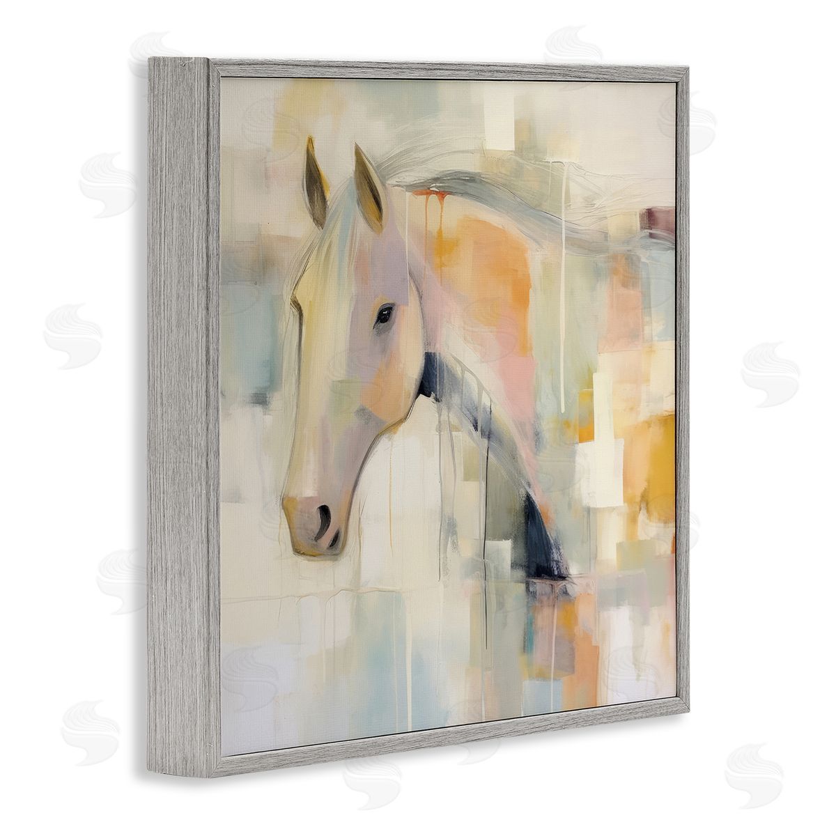 Irena Orlov Soft Abstract Horse Gray Framed Giclee Wall Artside_