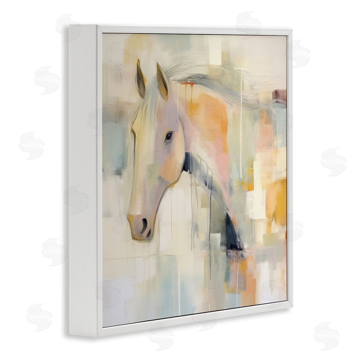 Irena Orlov Soft Abstract Horse White Framed Giclee Wall Artside_