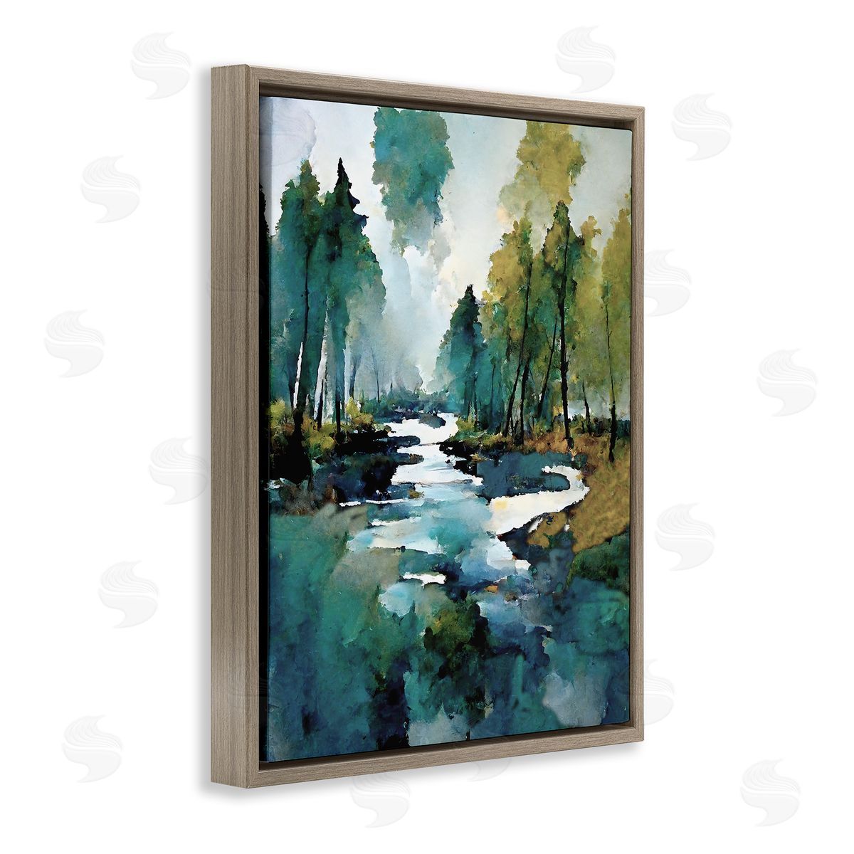 Ray Powers Woodland Creek Painting Brown Floater Frame Canvas Artside_