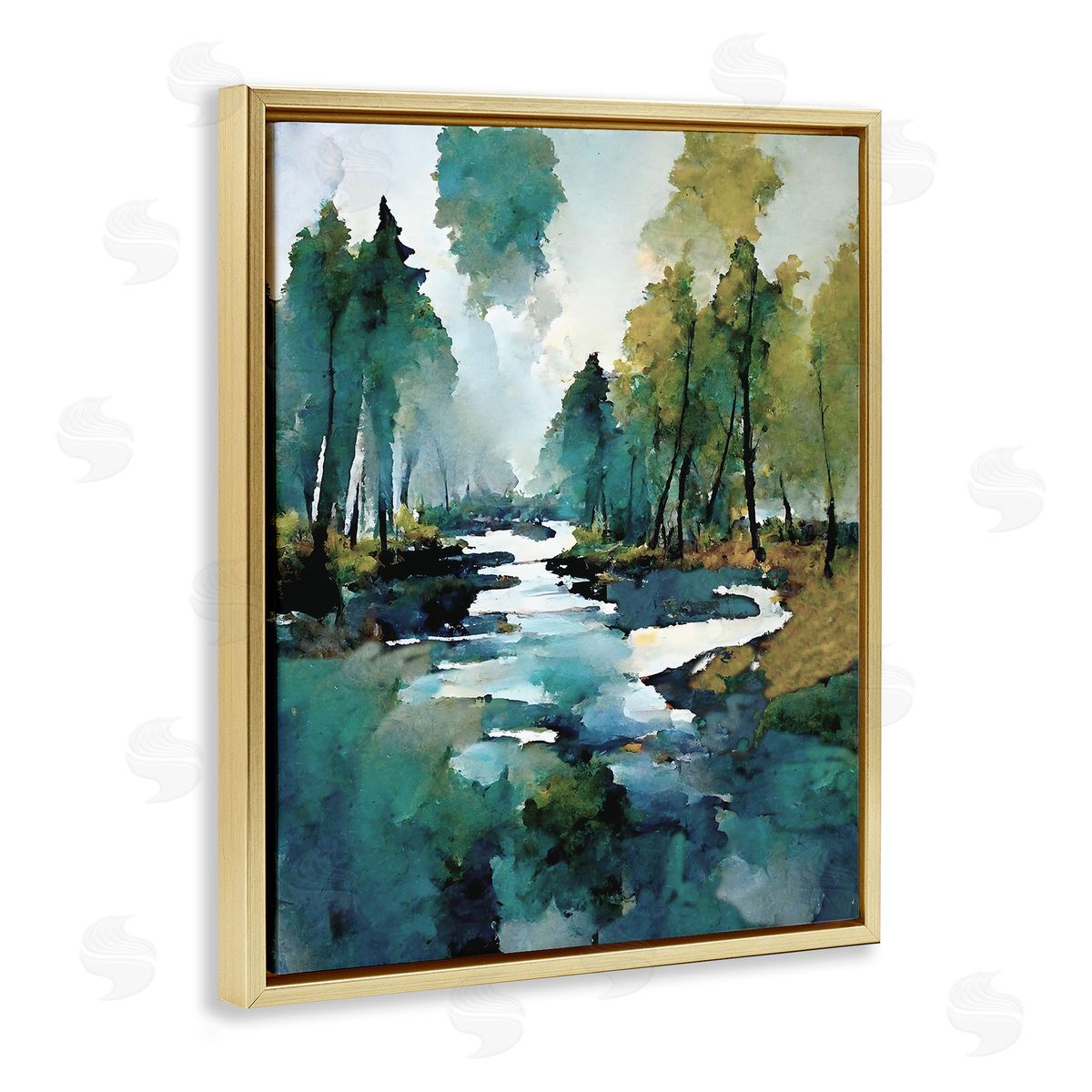 Ray Powers Woodland Creek Painting Gold Floater Frame Canvas Artside_
