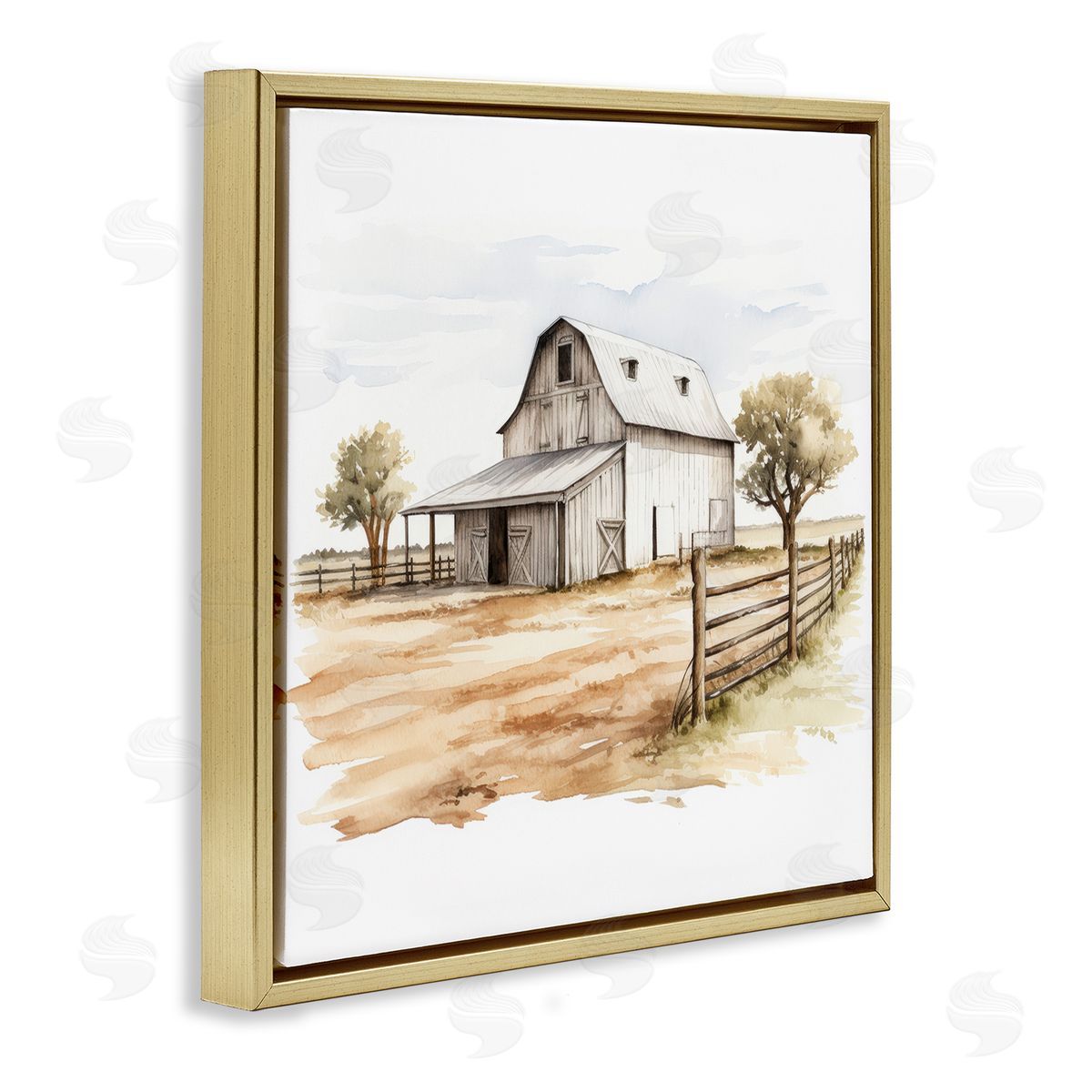 Ray Powers Rural Barn Painting Gold Floater Frame Canvas Artside_