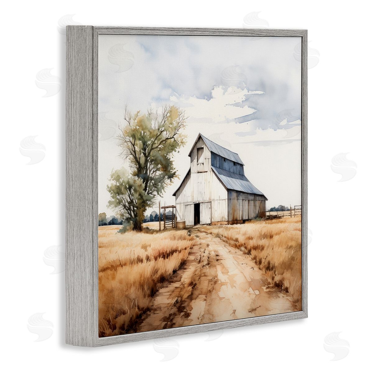 Ray Powers Farmhouse Barn Landscape Gray Framed Giclee Wall Artside_