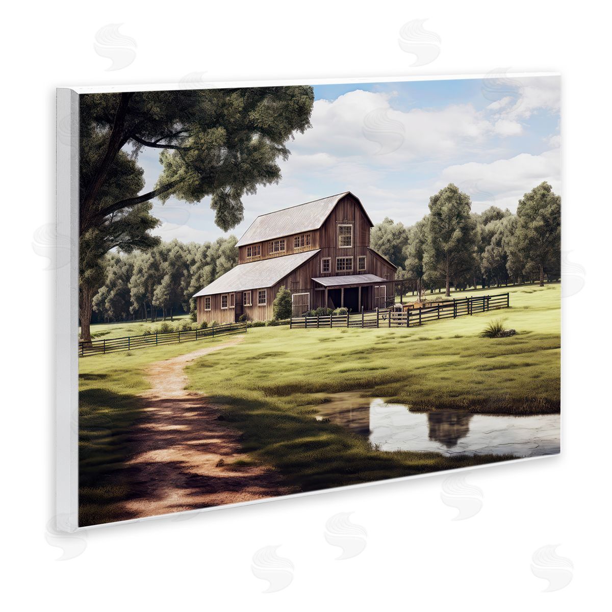 Ray Powers Farmhouse Barn & Stream Wall Plaque Artside_