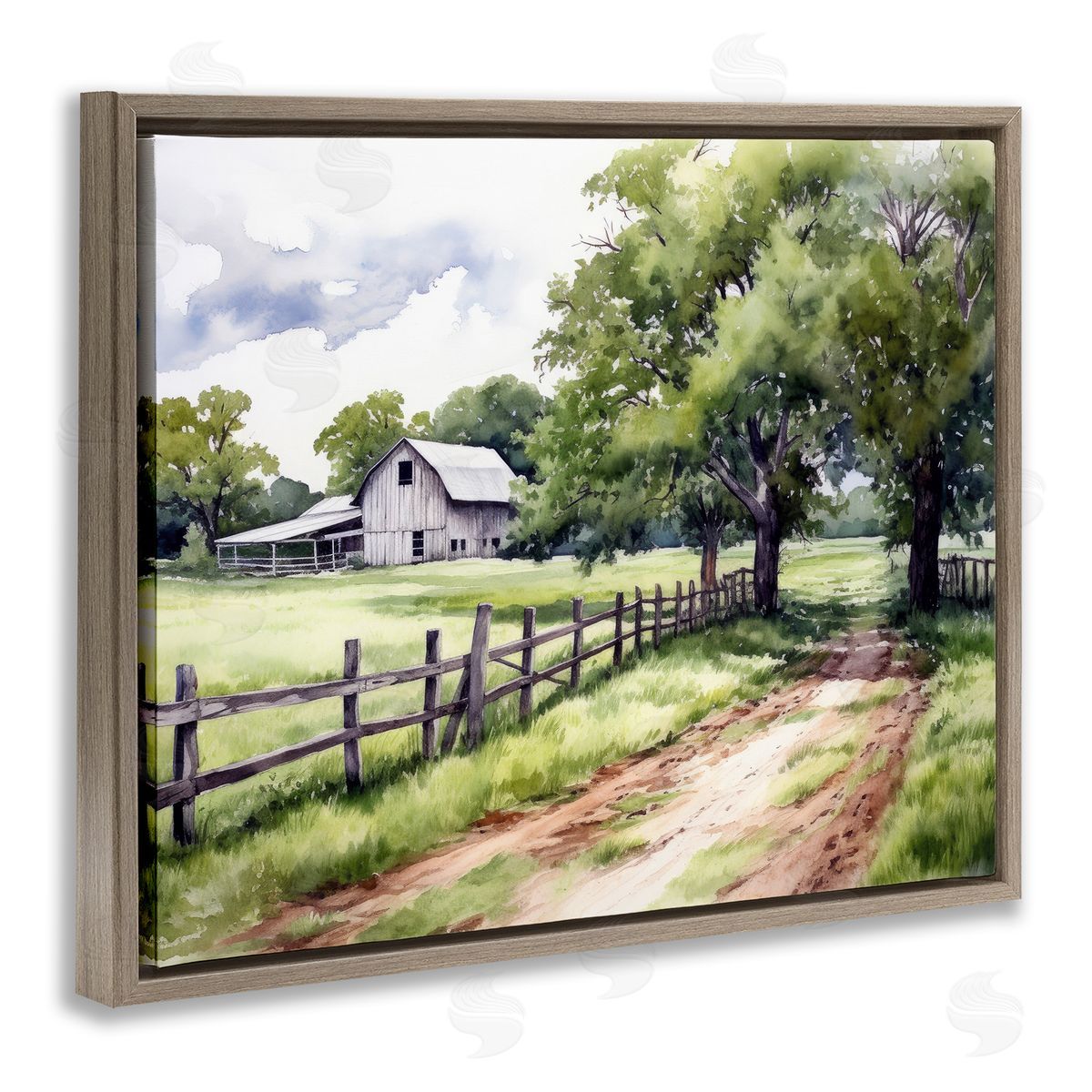 Ray Powers Countryside Cottage Painting Brown Floater Frame Canvas Artside_