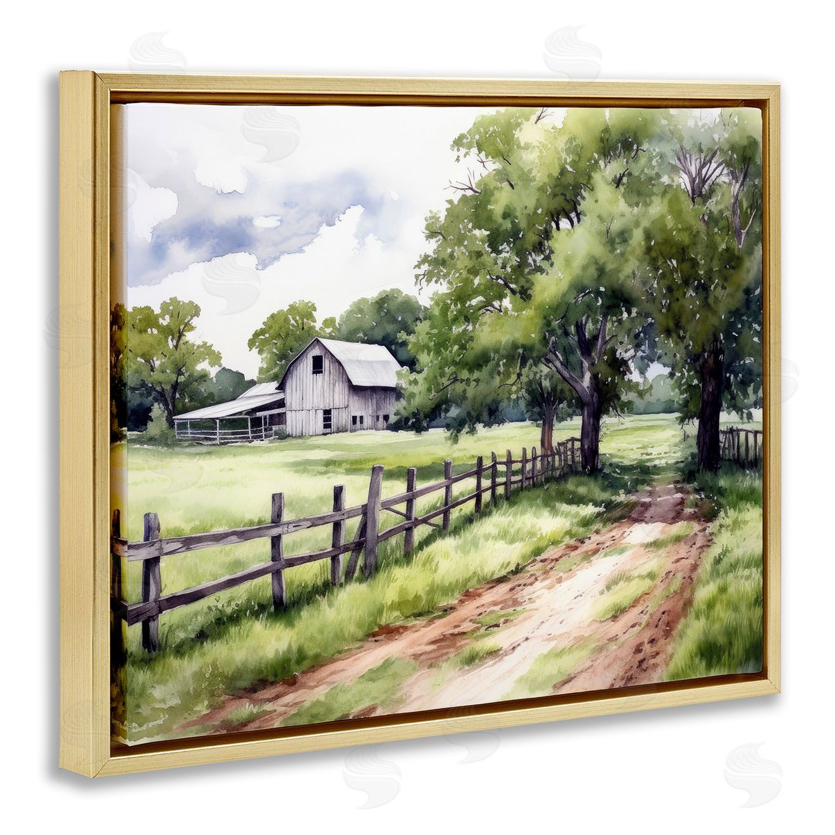 Ray Powers Countryside Cottage Painting Gold Floater Frame Canvas Artside_