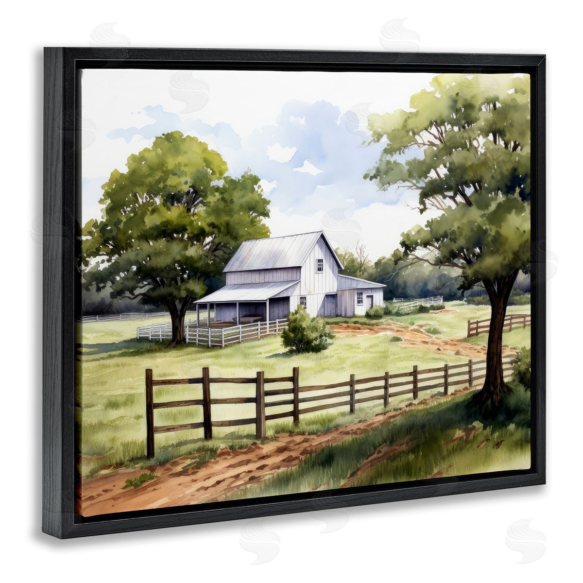 Ray Powers Rural Cottage Painting Black Floater Frame Canvas Artside_