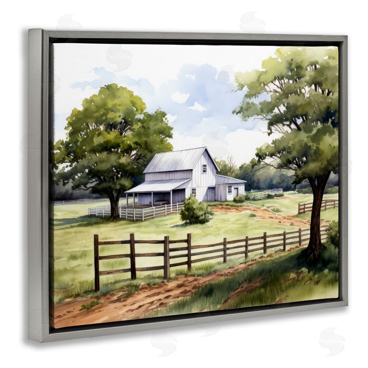 Ray Powers Rural Cottage Painting Gray Floater Frame Canvas Artside_