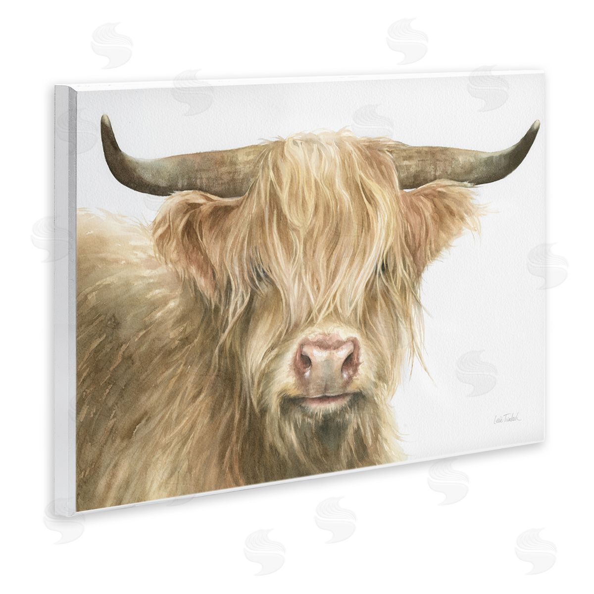 Leslie Trimbach Longhorn Cattle Painting Wall Plaque Artside_